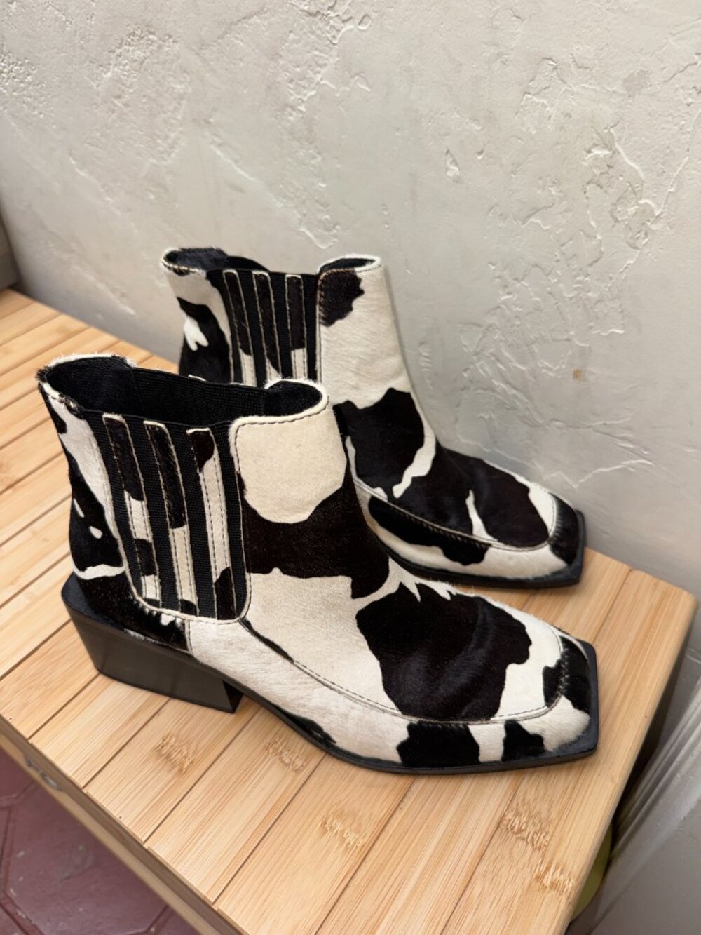 INTENTIONALLY BLANK Cow Print Ankle Boots (Size 9) - Picture 2 of 6